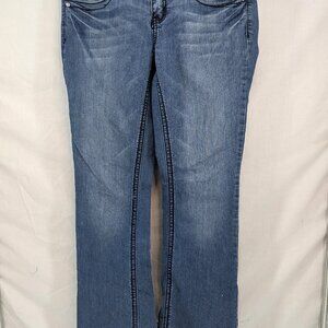 YMI USA Jeans Juniors Blue Low Rise Boot Cut Rhinestone Studded Pockets Size 9